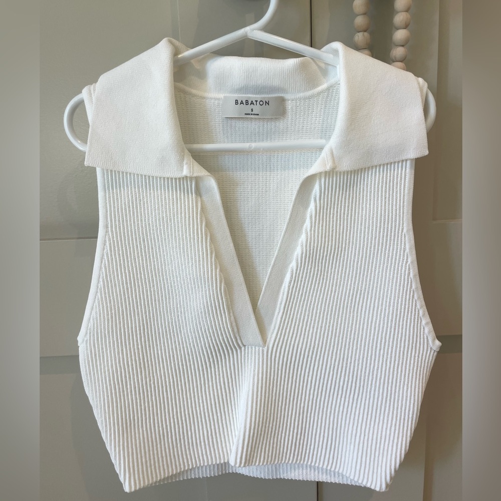 Collared white tank